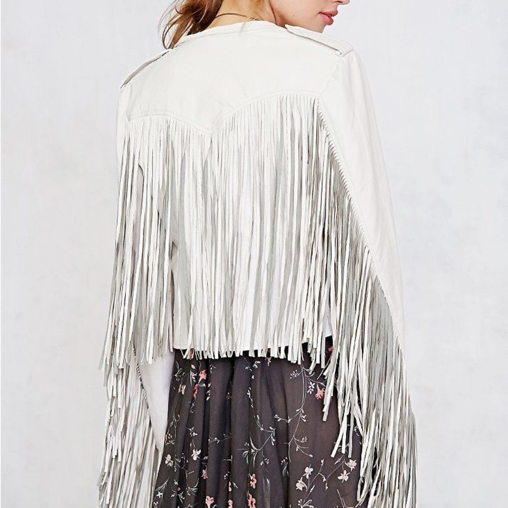 Some Days Lovin’ (Urban Outfitters) White Denim/ Faux Leather Moto Jacket